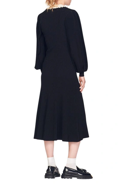 Shop Sandro Dorothy Long Sleeve Midi Dress In Black