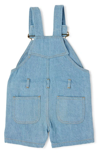 Shop Dotty Dungarees Kids' Stonewash Stretch Cotton Denim Shortalls In Blue