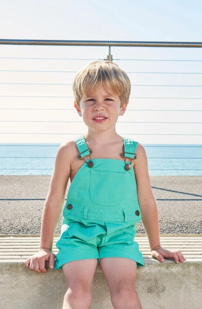 Shop Dotty Dungarees Kids' Mint Stretch Cotton Shortalls In Green