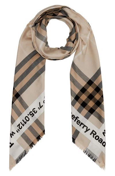 Burberry Giant Check & Coordinates Silk-wool Scarf In Biscuit | ModeSens