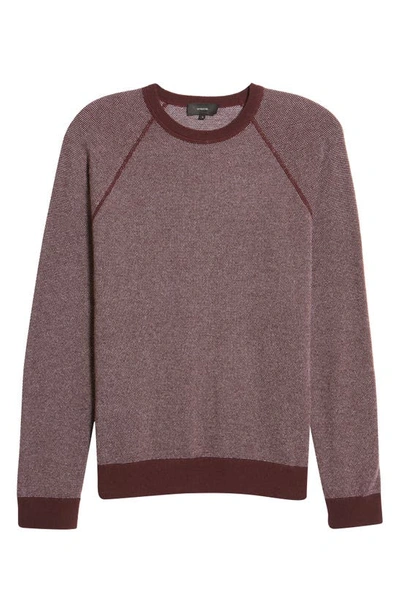 Shop Vince Birdseye Wool & Cashmere Sweater In Deep Wine/ Pearl