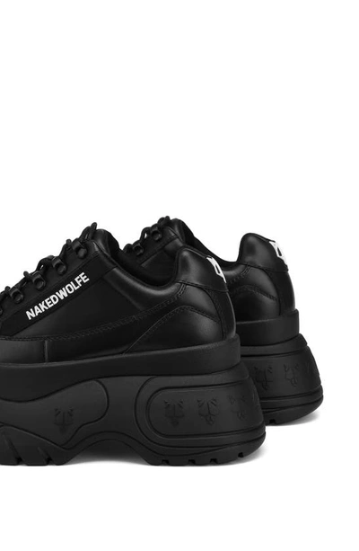 Shop Naked Wolfe Sprinter Mega Platform Sneaker In Black Leather