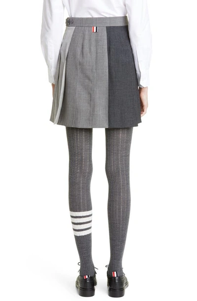 Shop Thom Browne Colorblock Pleated Wool Miniskirt In Dark Grey 025