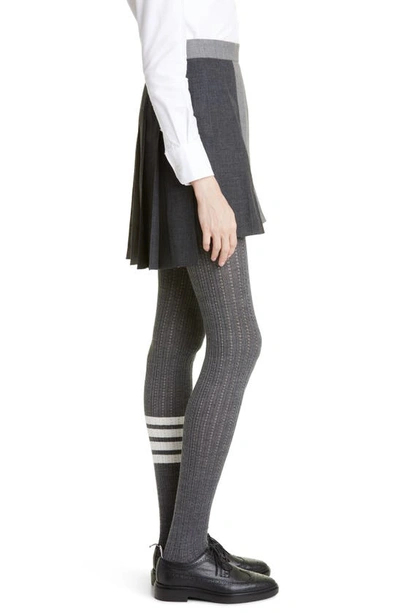 Thom Browne Contrast Panel Dropped Back Pleated Skirt In Dark Grey 025