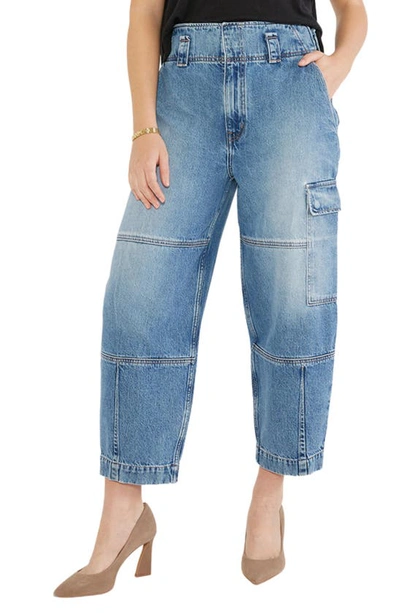 Shop Etica Juni High Waist Crop Relaxed Cargo Jeans In North Shore