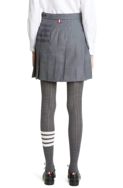 Shop Thom Browne Drop Back Pleated Wool Blend Miniskirt In Medium Grey