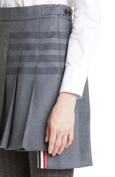 Shop Thom Browne Drop Back Pleated Wool Blend Miniskirt In Medium Grey