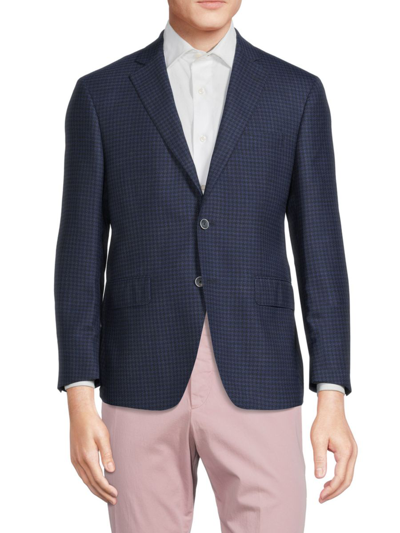 Shop Saks Fifth Avenue Men's Modern Fit Houndstooth Wool & Silk Sportcoat In Blue