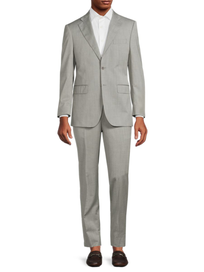 Shop Saks Fifth Avenue Men's Classic Fit Herringbone Wool Suit In Light Grey