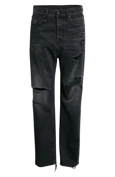 Shop R13 Izzy Distressed Tailored Drop Straight Leg Jeans In Jake Black