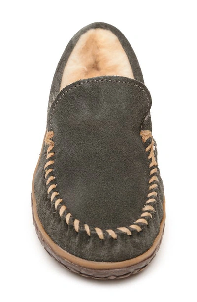 Shop Minnetonka Terese Genuine Shearling Loafer In Charcoal Black