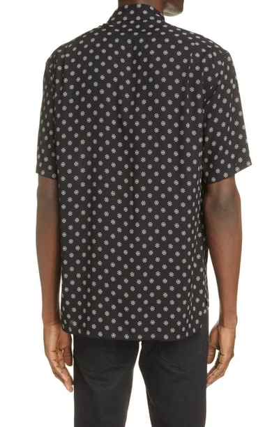 Shop Saint Laurent Floral Short Sleeve Button-up Shirt In Noir Craie
