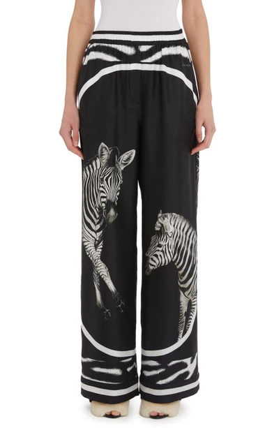 Shop Dolce & Gabbana Zebra Print Wide Leg Silk Twill Pants In Hh3rn Zebre Fdo Zebrato