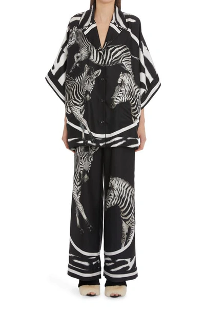 Shop Dolce & Gabbana Zebra Print Wide Leg Silk Twill Pants In Hh3rn Zebre Fdo Zebrato