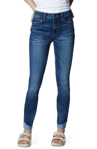 Shop Hint Of Blu High Waist Ankle Skinny Jeans In Splash Blue Dark