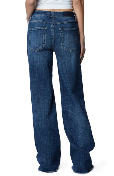 Shop Hint Of Blu Mighty High Waist Wide Leg Jeans In Swift Blue Dark