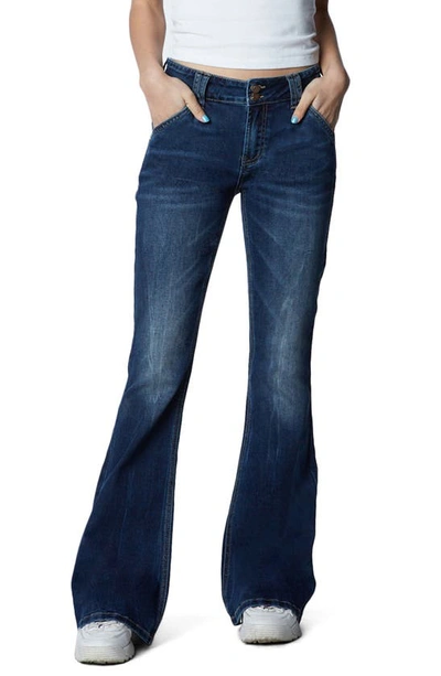 Shop Hint Of Blu Fun Slim Fit Flare Jeans In Stella Blue