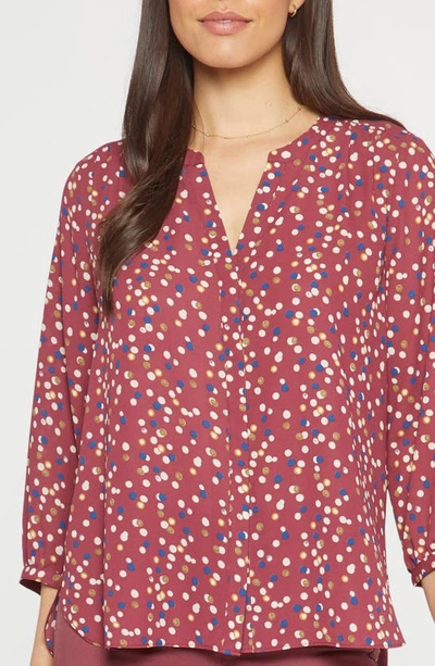 Shop Nydj High-low Crepe Blouse In Shelby Dot