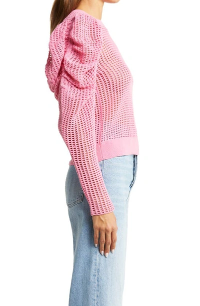 Shop Ulla Johnson Delany Puff Sleeve Open Stitch Pullover In Dahlia