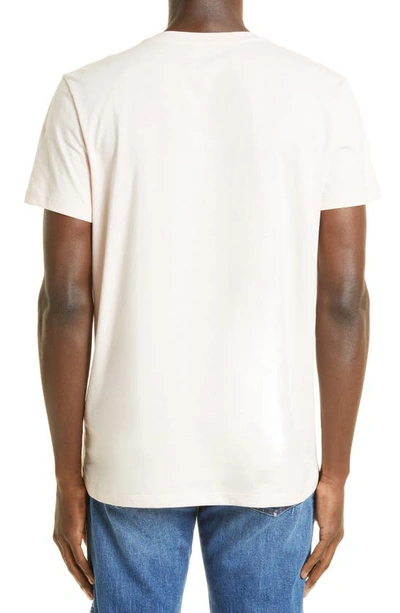 Shop Balmain Flocked Logo Cotton T-shirt In Ofa Rose Poudre/ Noir