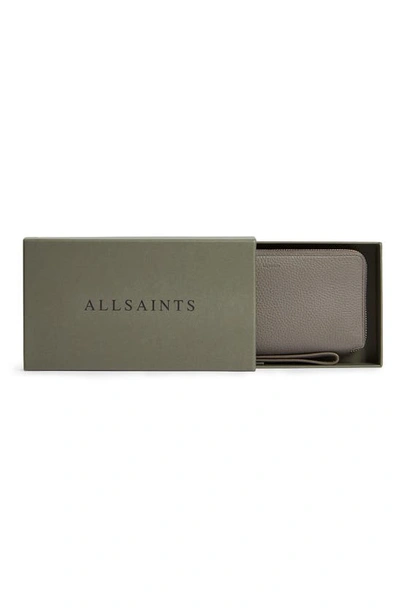 Shop Allsaints Fetch Leather Phone Wristlet In Olive