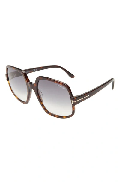 Tom Ford Delphine 60mm Gradient Sunglasses In Dark Havana / Blue