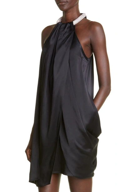 Shop Stella Mccartney Embellished Halter Neck Minidress In 1000 Black