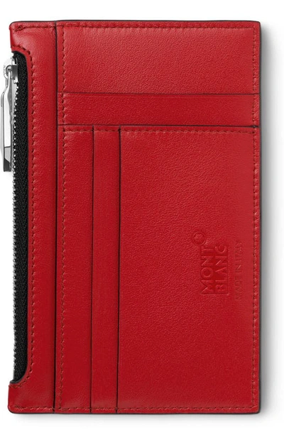Shop Montblanc Meisterstück Leather Card Case In Coral