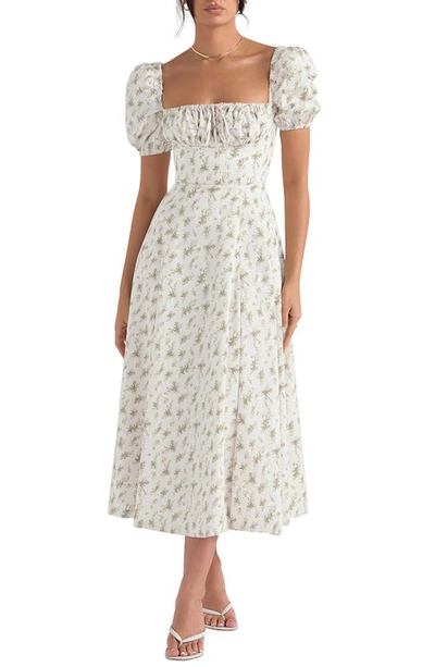 Shop House Of Cb Tallulah Puff Sleeve Midi Dress In Garden Print