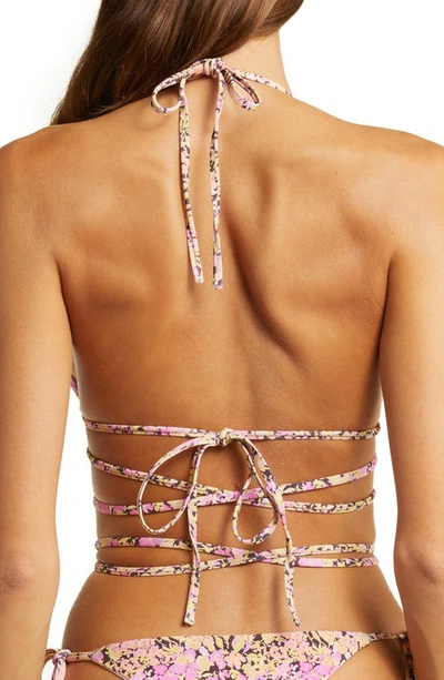 House Of Cb Naxos Floral Print Strappy Triangle Bikini Top In Pink