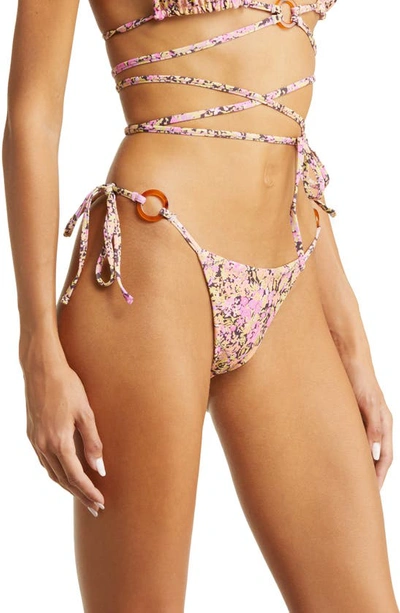 House Of Cb Kos Reversible Mid-rise Bikini Bottoms In Pink