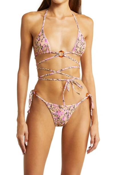 House Of Cb Kos Reversible Mid-rise Bikini Bottoms In Pink