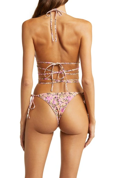 Shop House Of Cb Floral Print Reversible Bikini Bottoms In Pink