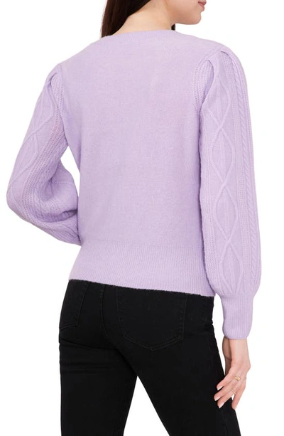 Shop 1.state Variegated Cables Crew Sweater In Azalea Purple