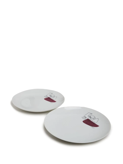 Shop Cassina Service Prunier Flat Plates (set Of Two) In Weiss