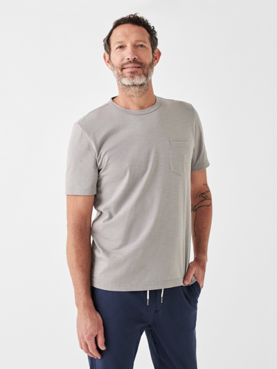Shop Faherty Sunwashed Pocket T-shirt In Wind Grey