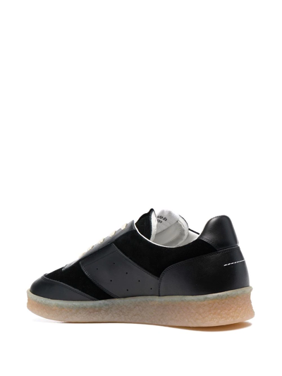 Shop Mm6 Maison Margiela Lace-up Low-top Sneakers In Black