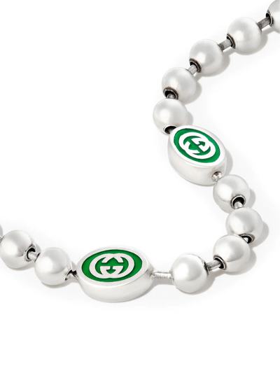 Shop Gucci Interlocking G Boule Chain Bracelet In Weiss