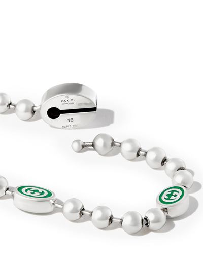 Shop Gucci Interlocking G Boule Chain Bracelet In Weiss