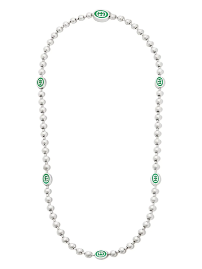 Gucci Sterling Silver Interlocking G Necklace In Silber