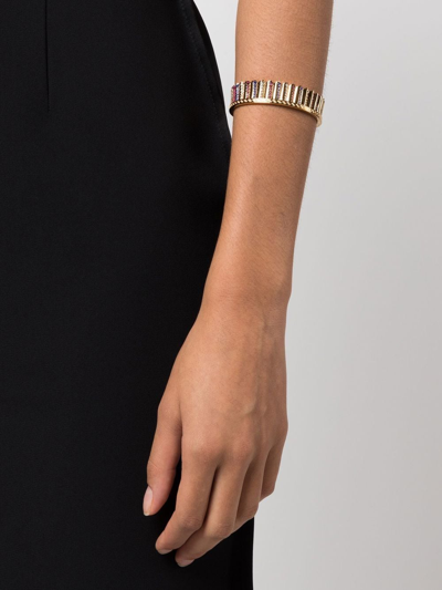Versace I Ventagli Greca Crystal-embellished Cuff Bracelet In Gold