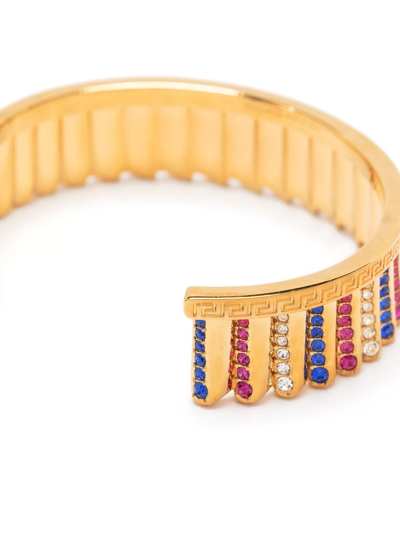 Versace I Ventagli Greca Crystal-embellished Cuff Bracelet In Gold