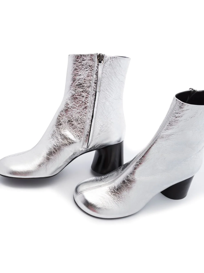 Shop Khaite Metallic-finish Ankle Boots In Silver