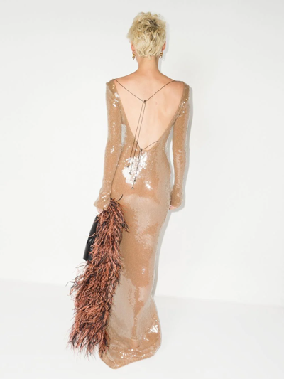 Shop 16arlington Solaris V-neck Gown In Nude