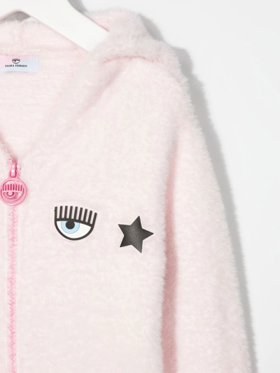 CHIARA FERRAGNI LOGO-PATCH TEDDY ZIP-UP HOODIE 