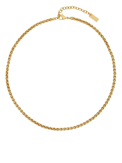 Shop Saint Laurent Short Wheat-chain Necklace In Gold