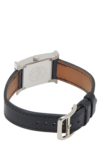 Pre-owned Hermes Black & Stainless Steel H Hour Pm