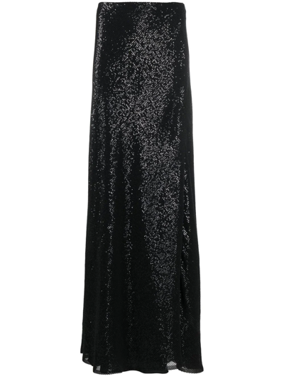 Brunello Cucinelli Sequin Silk Maxi Skirt In Black
