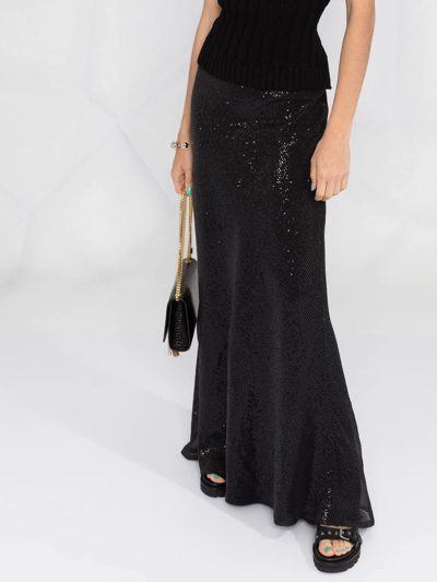 Brunello Cucinelli Sequin Silk Maxi Skirt In Black