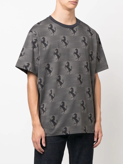 Shop Ferrari Logo-print Short-sleeve T-shirt In Grey